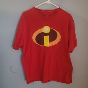 Disney Incredibles 2 Logo Graphic Print Adult T-Shirt Red Size Men’s XL